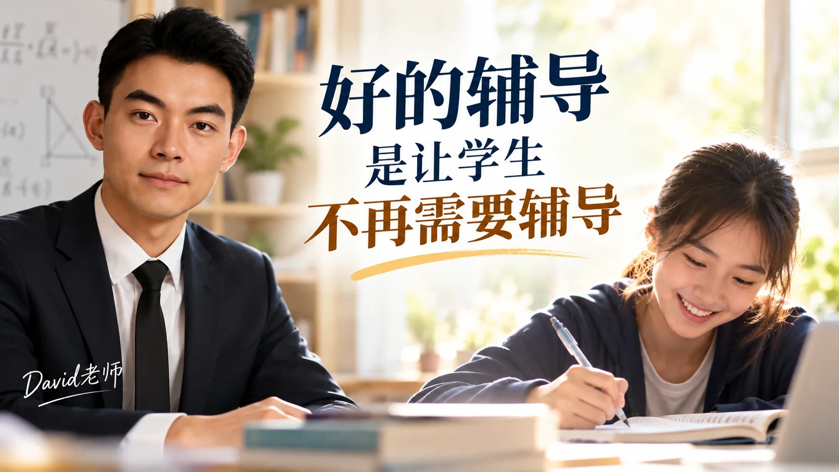 David老师数学辅导案例封面,学生形象为示意