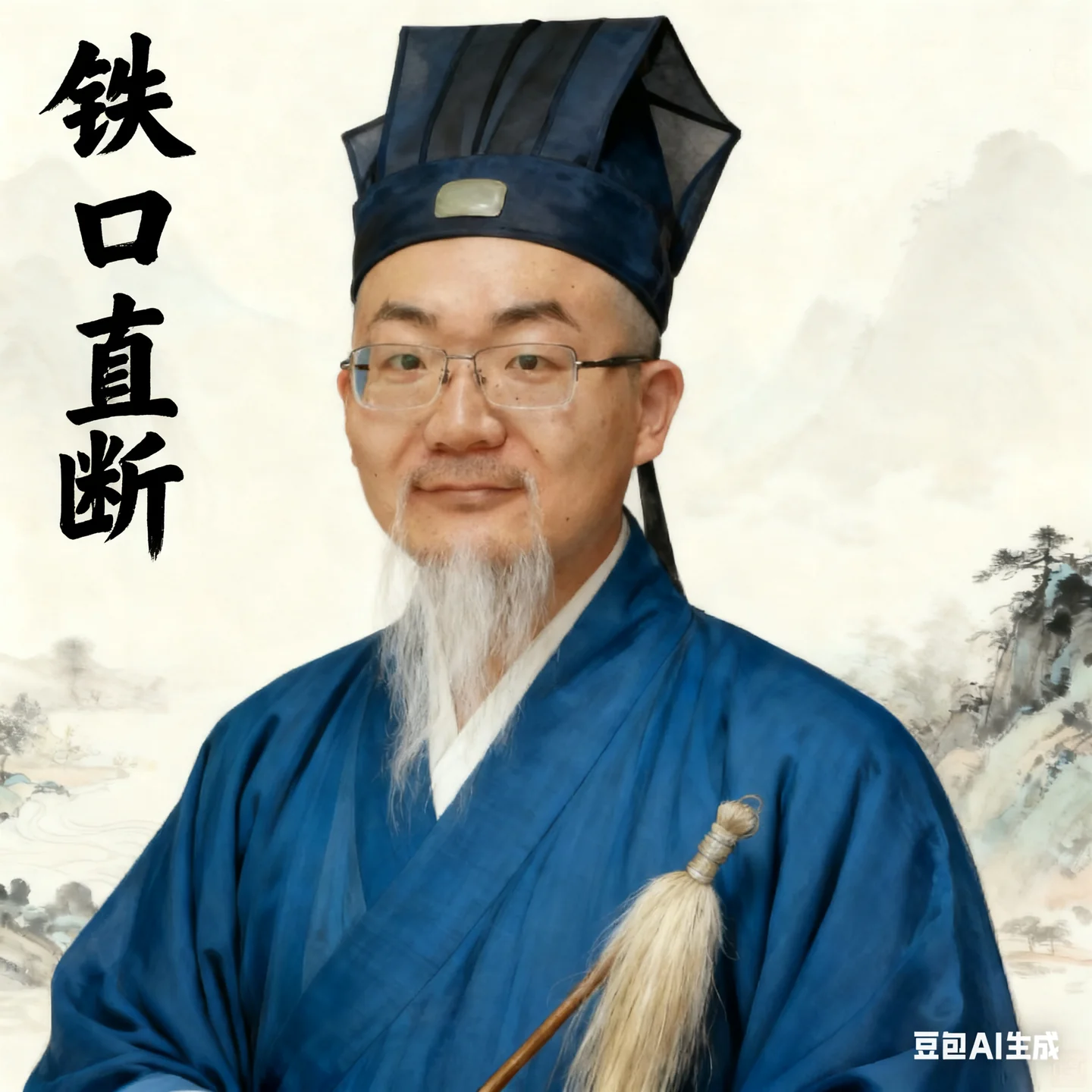 铁口直断主题AI古装人物插画，非Pong老师本人